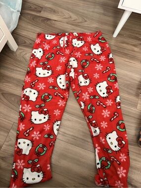 Hello Kitty Red Plush Lounge Pants with White & Black Accents
